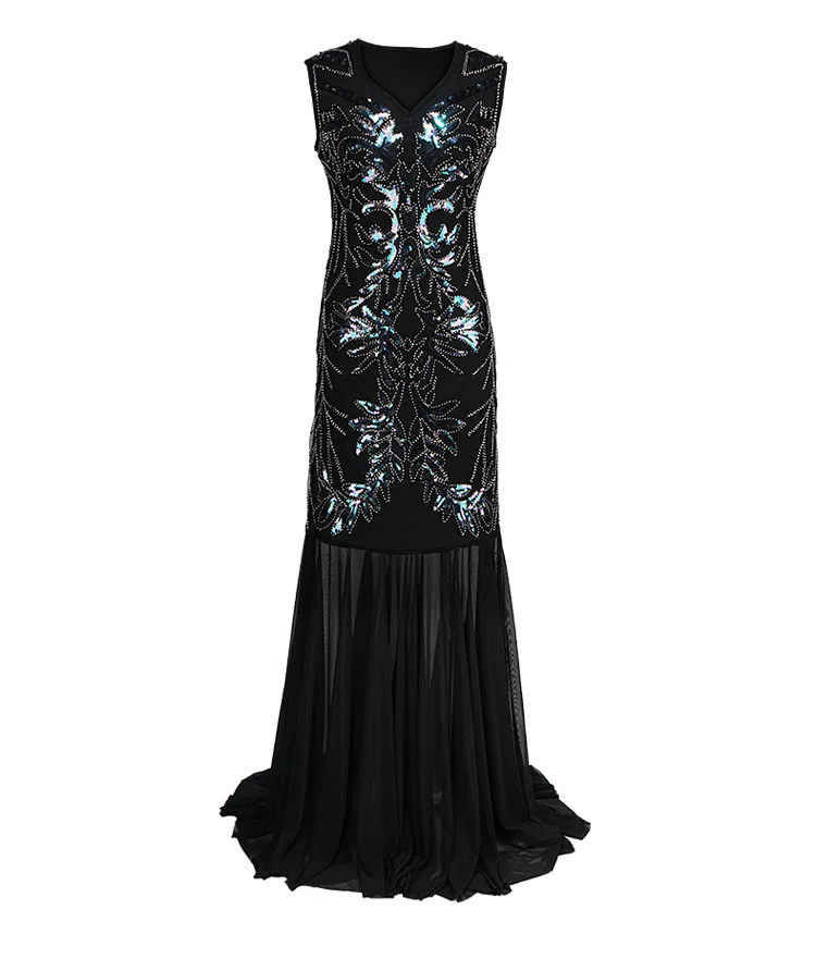 

Women's 20s Style Shining Flapper Dress 1920s Vintage Gatsby Great Gatsby Charleston Sequin Tassel Party Gold Mesh Sequins Dres