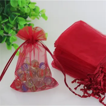 

Wholesale 100pcs/lot 13*18cm Dark Red Organza Jewellery Gift Pouches Favor Wedding Packaging Drawstring Organza Bags