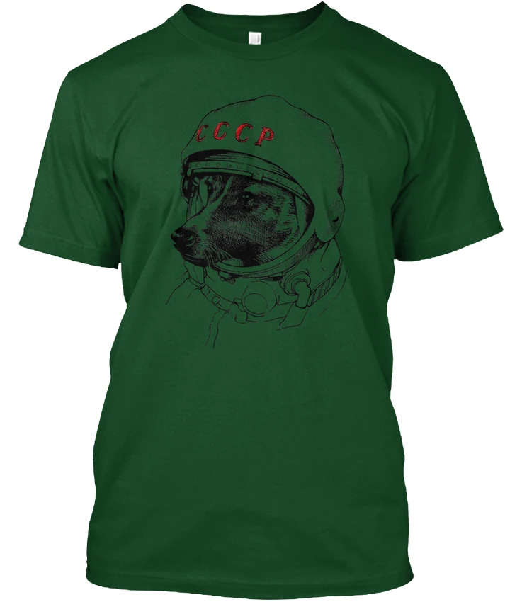 Лайка Space Traveler Cccp Популярные Tagless футболка|Футболки| |