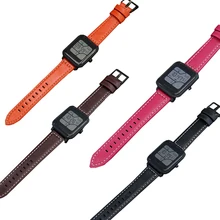 Модный ремешок из натуральной телячьей кожи для оригинальных часов Xiaomi Huami Amazfit Bip BIT Lite Youth Smart watch Bracelet для Amazfit