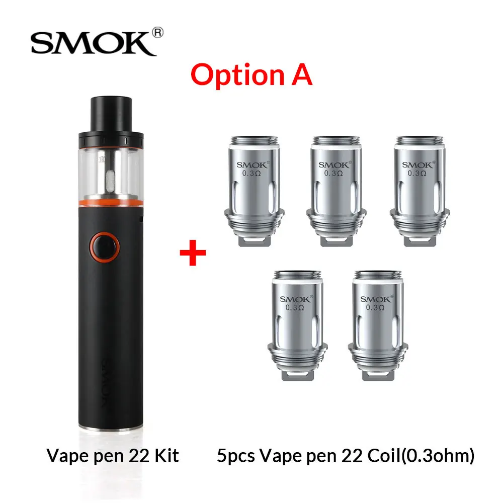 Original SMOK Vape pen 22 Kit with Built-in 1650mah Battery + 0.15/0.3ohm Dual Coils Atomizer Head For Electronic Cigarette Vape Original SMOK Vape pen 22 Kit with Built-in 1650mah Battery + 0.15/0.3ohm Dual Coils Atomizer Head For Electronic Cigarette Vape