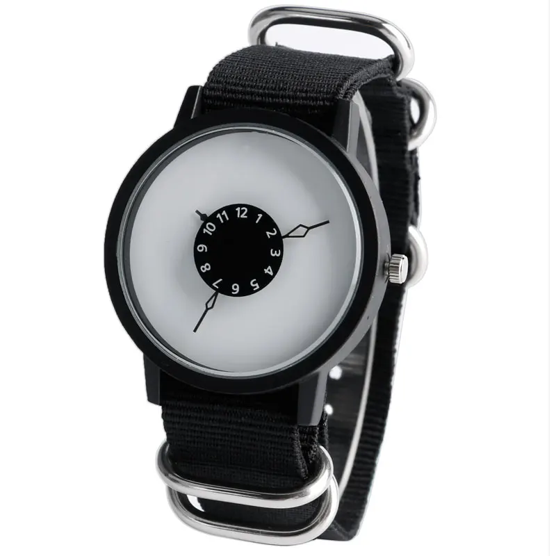 

PAIDU Turntable Wrist Watch Quartz Women Watches Nylon Band Strap Special Design Unique Round Dial Simple Fashion Clock Gift