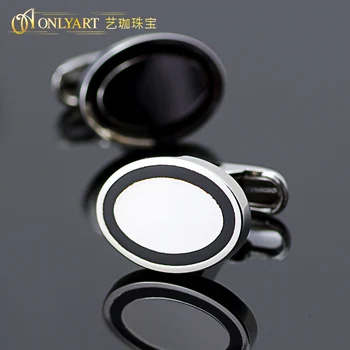 

classic cufflink clip male accessories flat polished oval shape cufflink black buttons men with mechanical backing for wedding