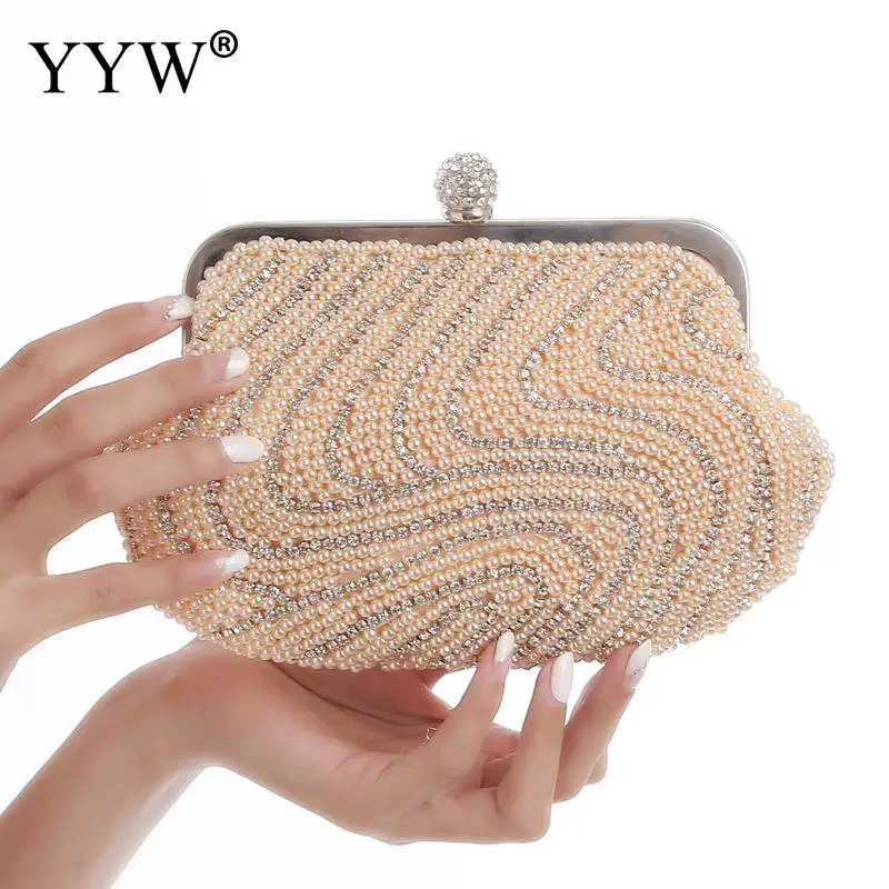 

YYW Clutch With White Rhinestones Elegant Purse Clutches Evening Handbags Clutch Female Evening Bolsa Feminina Wedding Bags 2019