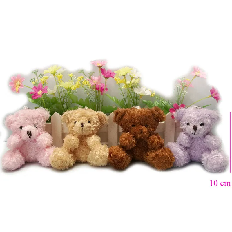 

wholesale 10cm long wool plush teddy bear, stuffed teddy bear for cartoon bouquets ,promotion gifts 12 pcs/lot