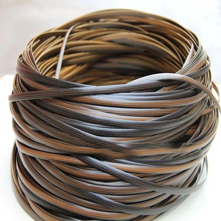 Coffee gradient flat synthetic rattan weaving material plastic rattan for knit and repair chair table synthetic rattan