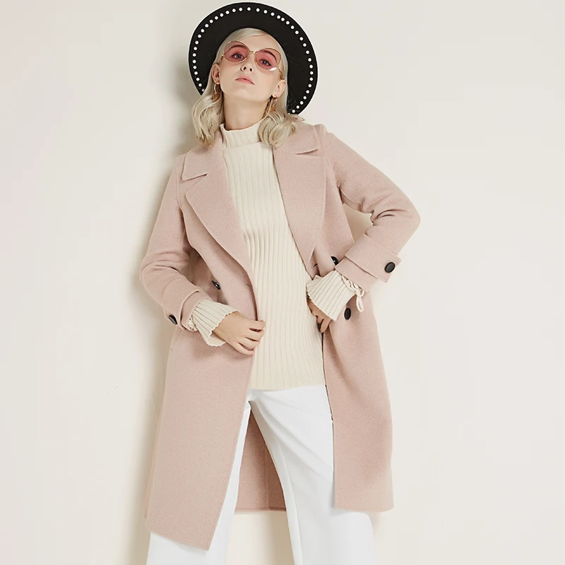 The 2018 new women's double sided woolen coats quality wool coats long