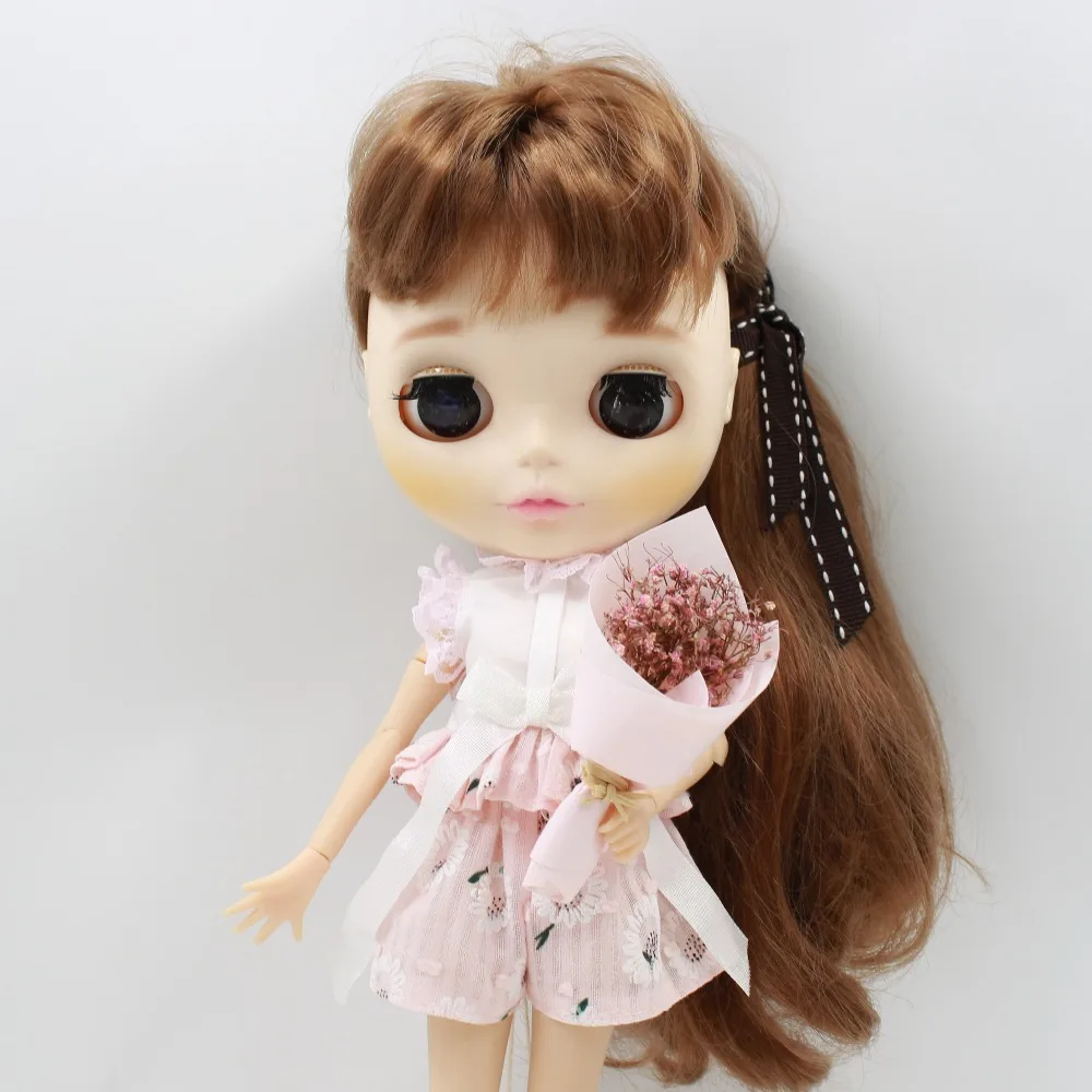 Blyth doll icy LICCA BODY toy розовые штаны кружевная рубашка одежда с цветами, только одежда без куклы