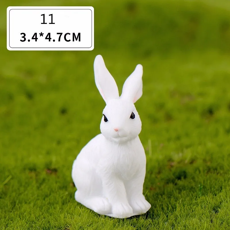 1 шт., 12 стилей, милый мини-кролик, пасхальное украшение, миниатюрный заяц, фигурка животного, смола, ремесло, мини-кролик, садовый орнамент - Цвет: 11