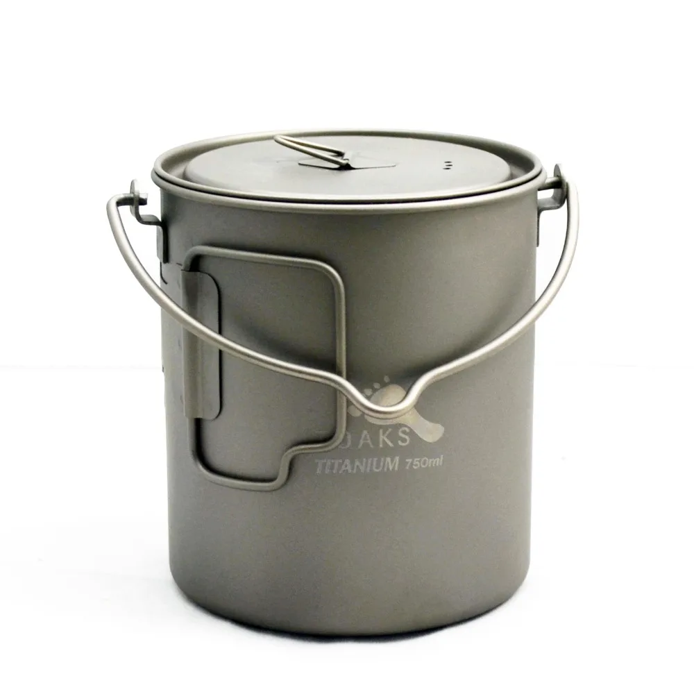 

TOAKS 750ml Outdoor Hiking Camping Titanium Pot With Bail Handle Ultralight Hang Pot for Picnic Cooking