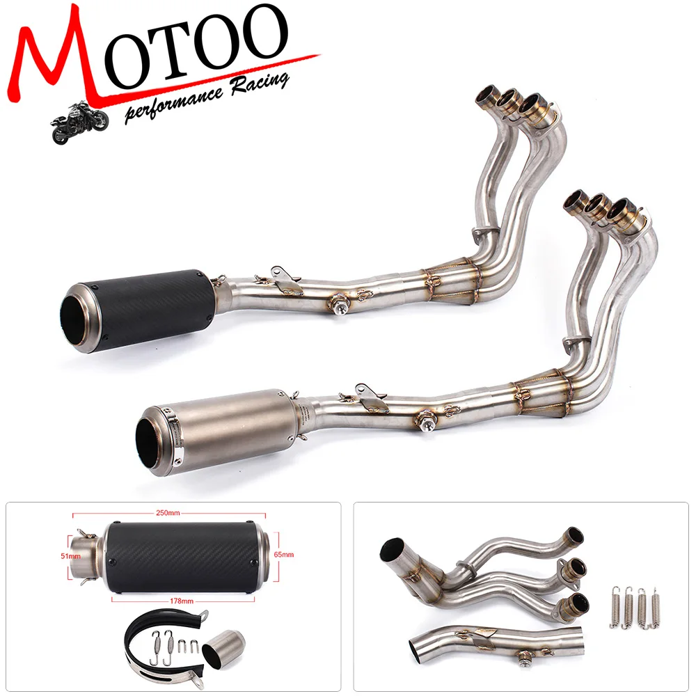 

Motorcycle Carbon Fiber Exhaust System Muffler End Pipe Connector Mid Link Pipe FOR YAMAHA MT-09 FZ-09 Not Tracer 14-18