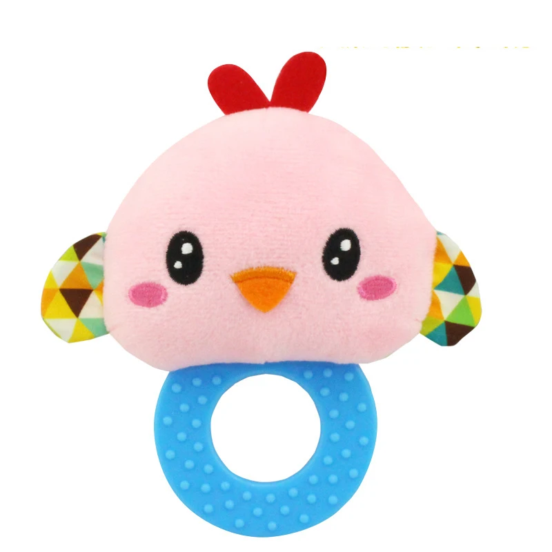 Baby Infant Plush Rattle Stuffed Toy Hand Grasp Teethers Cute Animal Handbell Ring Newborns Early Development Boys Girls Gift - Цвет: chicken