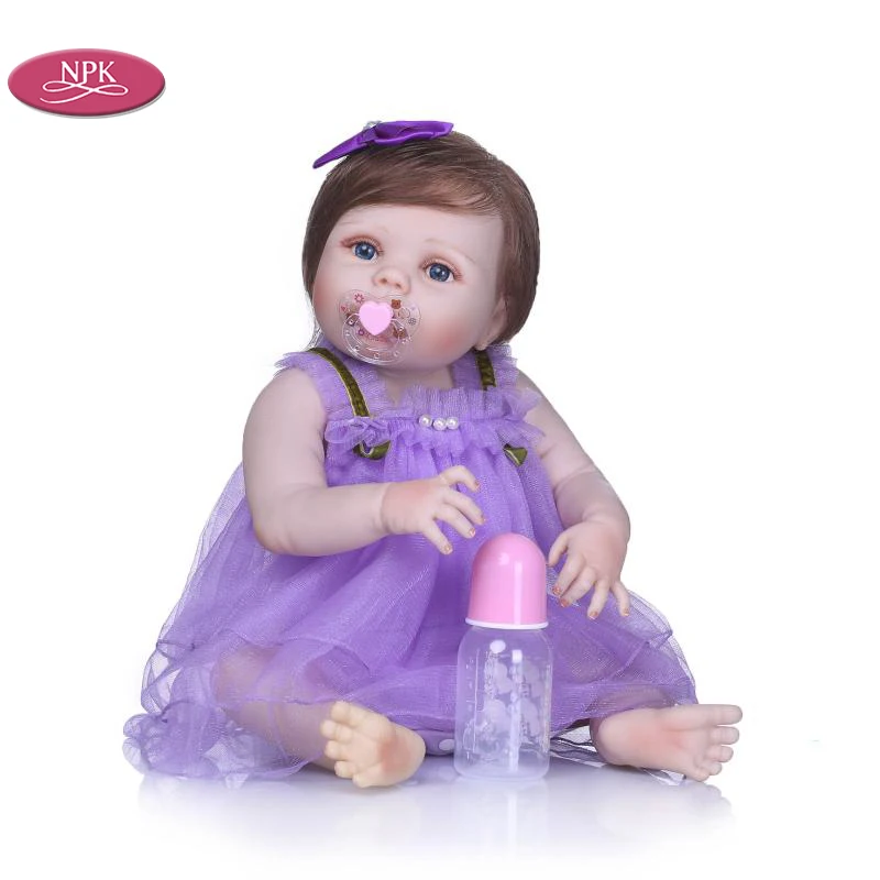 

NPK 57CM Full Silicone Vinyl Body Reborn Baby Dolls Toys For Girl Com Corpo De Silicona Menina Bebe Reborn Boneca Christmas Gift