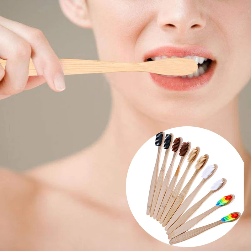 

1PC Natural Bamboo Handle Toothbrush Rainbow Colorful Whitening Soft Bristles Bamboo Toothbrush Eco-friendly Oral Care