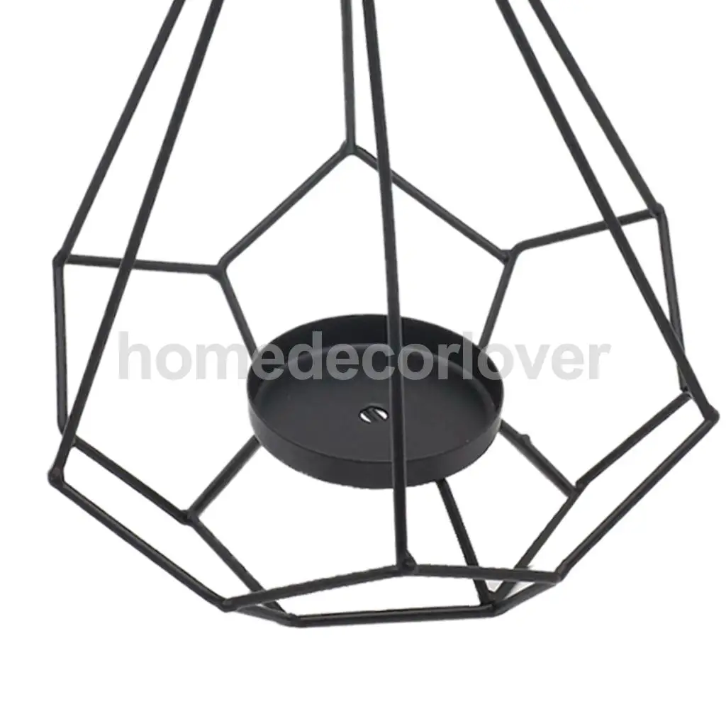 Geometric Diamond Shaped Alloy Framed Tea Light Candle Holder Candlestick for Cafe Bar Hanging Decor Photo Props