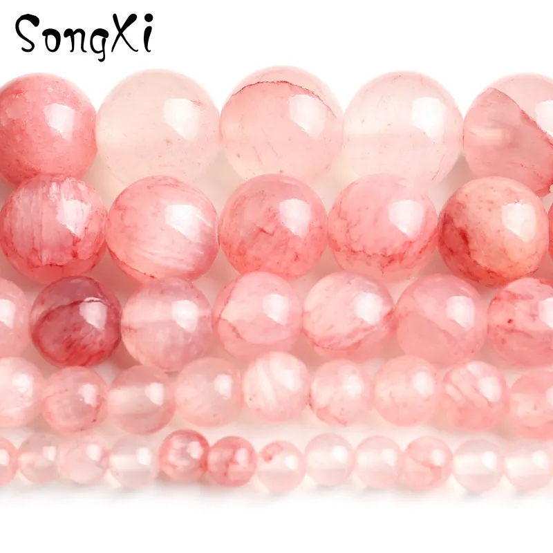 

Wholeasale Cherry Quartz Stone Round Loose Beads for Jewelry Making Diy Bead Bracelet Necklace Pick Size 4 6 8 10 12mm 15 Inches