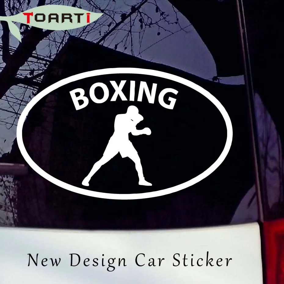 

15.3*9.4cm Boxing Glove Sport Oval Car Bumper Window Sticker Vinyl Truck Window Car Styling Creative Waterproof Auto Decals