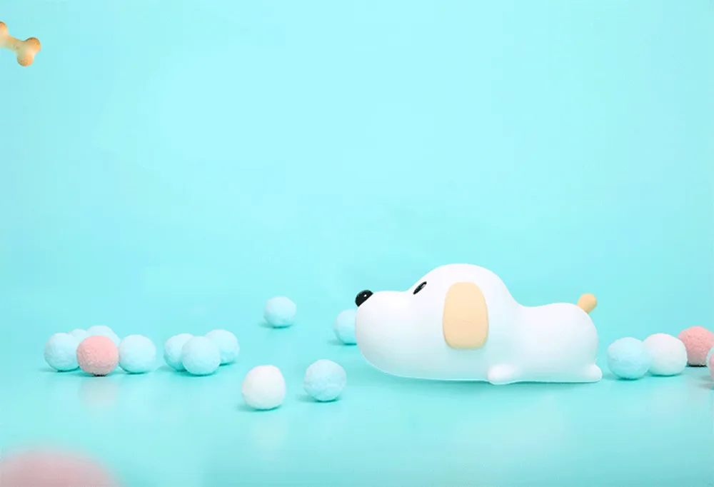SuperNight Cute Dog LED Night Light Silicone Puppy Rechargeable Timing Dimmable Touch Sensor Kids Baby Bedside Table Lamp Gift (5)