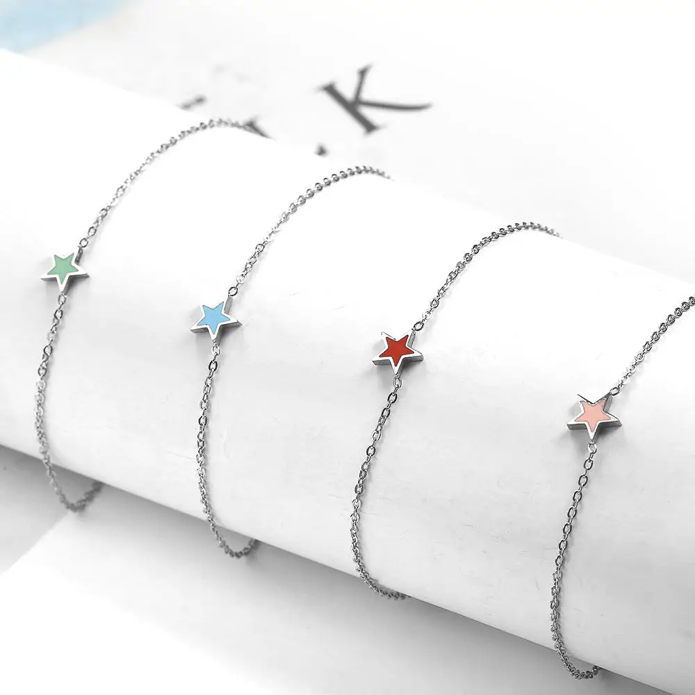 charm chain link bracelets bangles for women friendship braclet hand chain female girls stainless steel heart silver