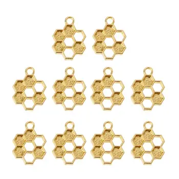 

10Pcs Gold Honeycomb Pendant Blank Epoxy Resin Frame Open Bezel Setting Jewelry Making