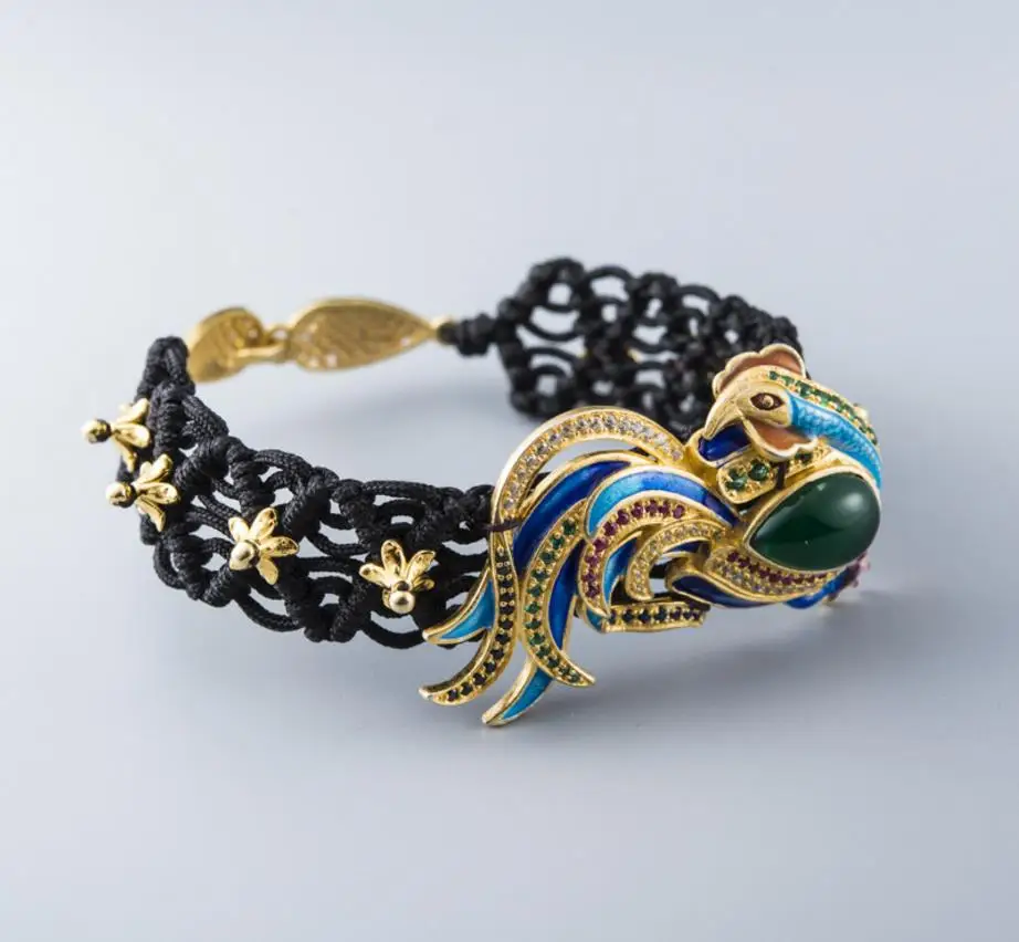 

Fashion Jewelry Hand Made 925 Solid Silver Natural Stone Cloisonne Woman Precious Stone Cute Romantic Bracelets