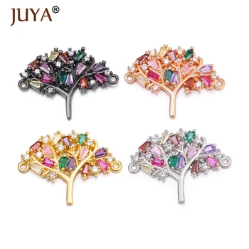 

2019 new design copper zircon crystal life tree charm connectors for bracelets necklaces handmade diy jewelry making accessories
