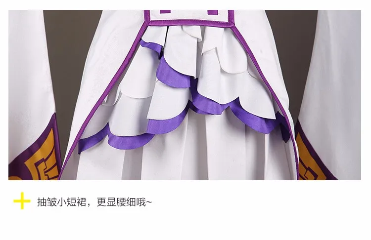New ReZero kara Hajimeru Isekai Seikatsu Emilia Cosplay Costume Fancy Dress+Elf Ears Halloween Adult Costumes for Women (1)