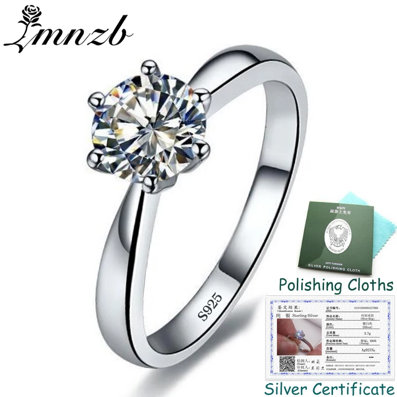 

90% OFF! Sent Certificate! 100% Real 925 Solid Silver Ring set 1 Carat 6mm CZ Diamant Engagement Wedding Rings for Women ZSR003