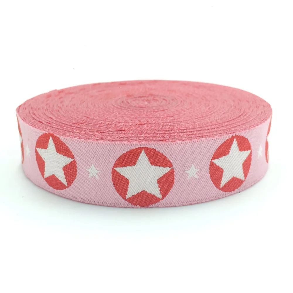 New 5/8''16mm 10yards Star Series Pink Ribbon 100 Polyester Jacquard