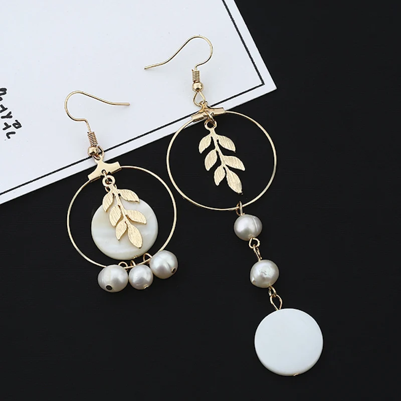 2017 Newest Fashion Jewellry Simulated Pearl asymmetric Vintage Dangle