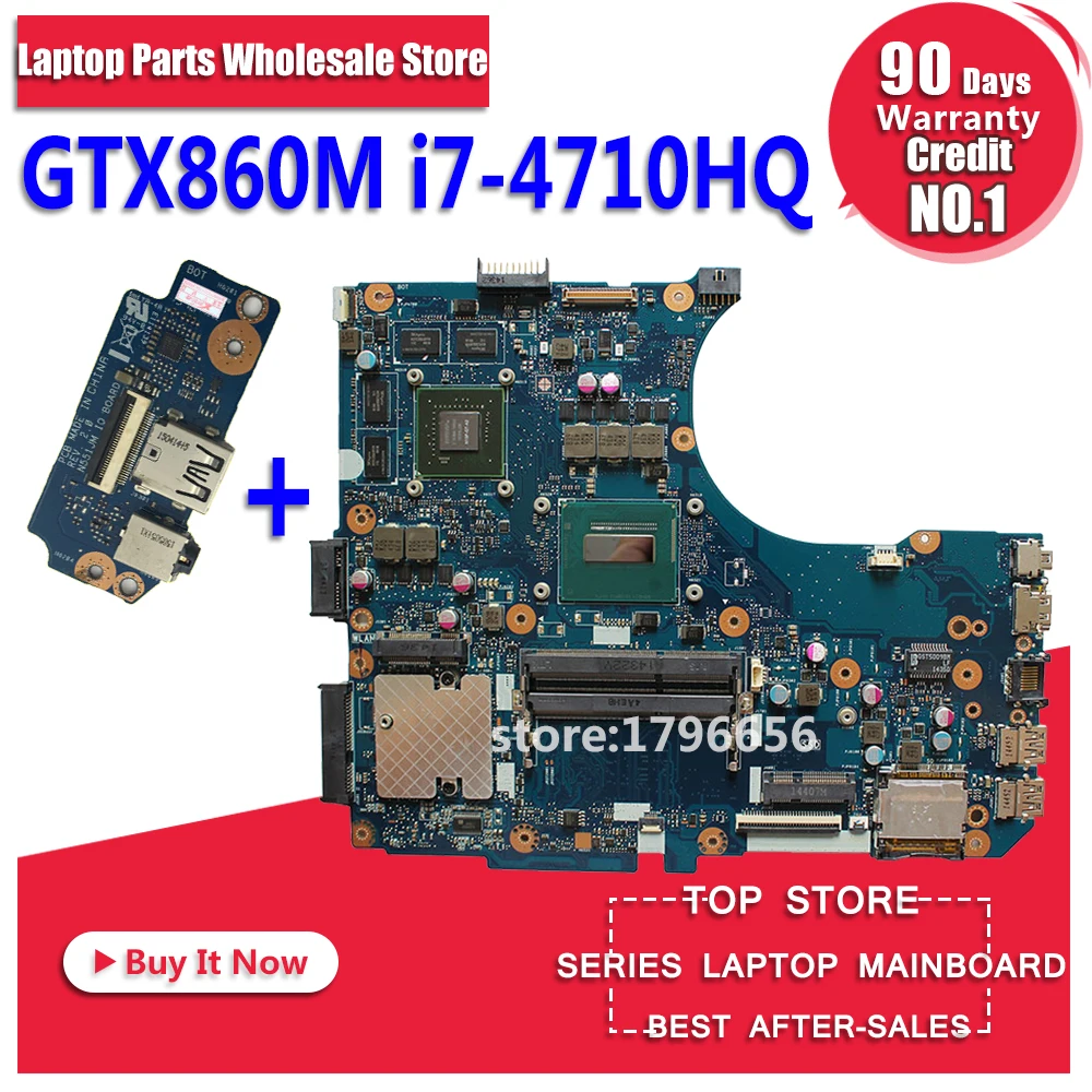 Отправка платы + N551JM для For Asus G551J N551J G551JM материнская плата REV2.0 i7 4710HQ GTX860M HM86 DDR3 VRAM