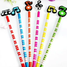 Офисные и школьные стандартные горячие цвета музыкальные канцелярские принадлежности прекрасный символ студенческий кабинет деревянный карандаш 24 шт./упак. случайный цвет