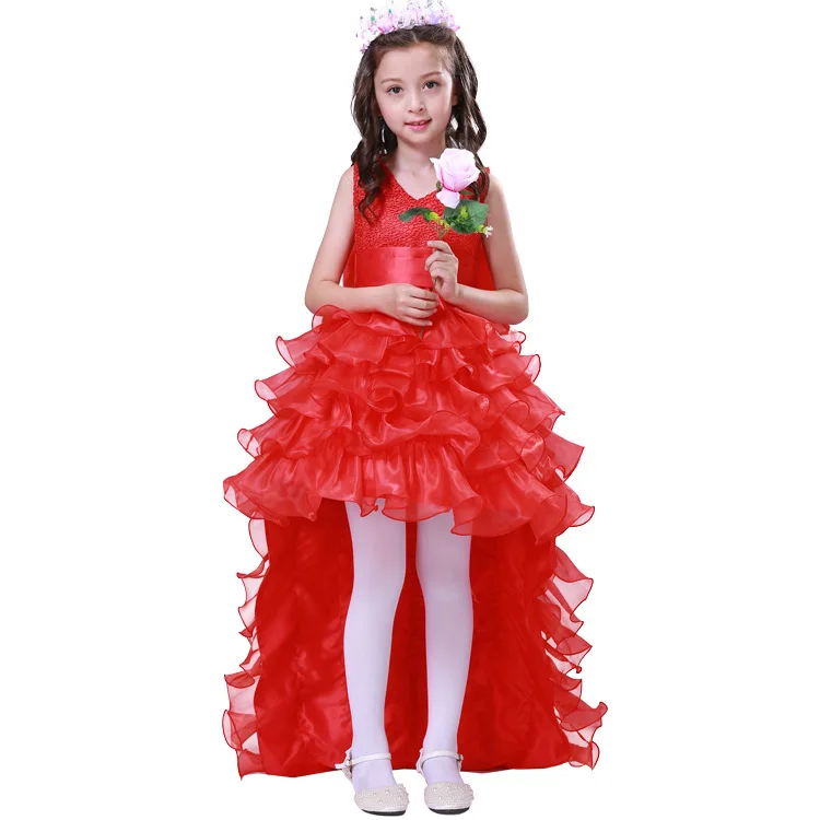 

Free shipping 2019 girls princess dress flower removing trailing children's birthday dress