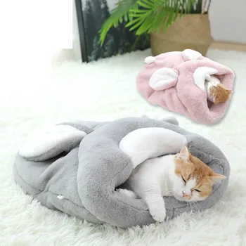

Warm Winter Pet Cat Sleeping Bag Warm Soft Cat Pet Feece Rabbit Shaped Bed House Cat Litter Nest Pet Pet Products Size S