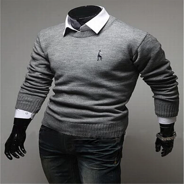 Man Sweater Solid Korean Polo Sweaters Masculino Christmas