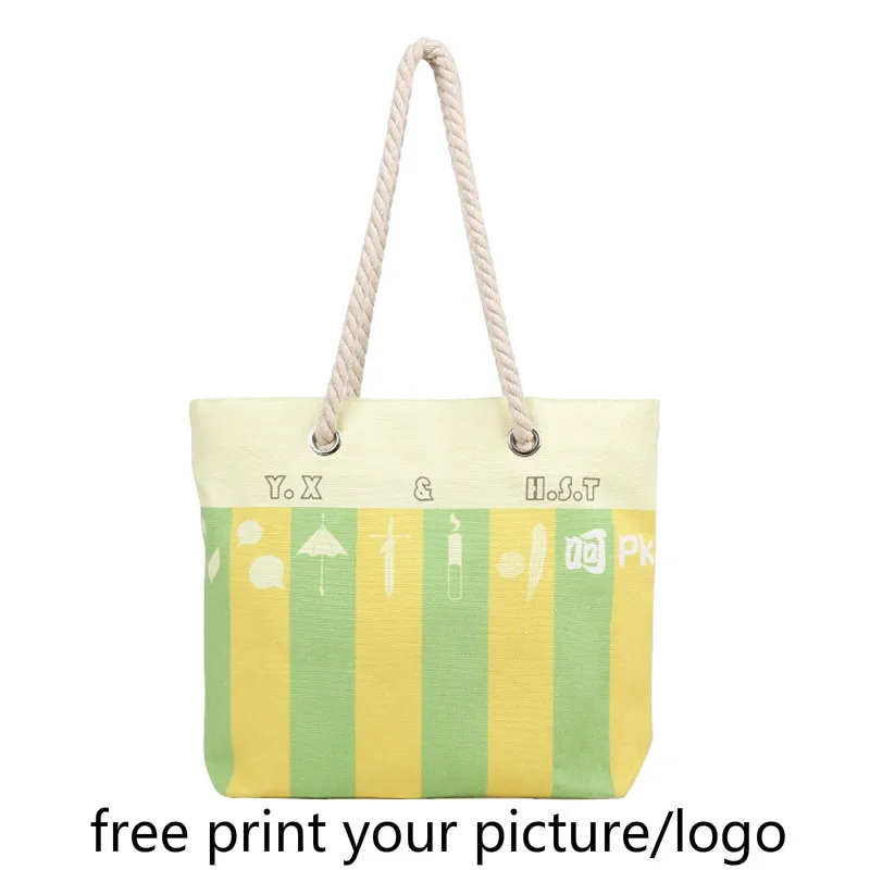 

shop canvas bag picture photo DIY logo print custom female casual college wind student literary shoulder bag cotton rope handbag
