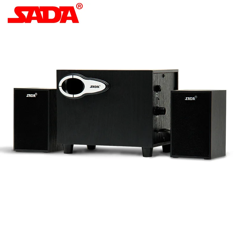 SADA D-200G высокое качество 3D объемный деревянный сабвуфер стерео тяжелый бас ПК компьютер USB деревянный динамик s для ноутбука телефона - Цвет: Черный