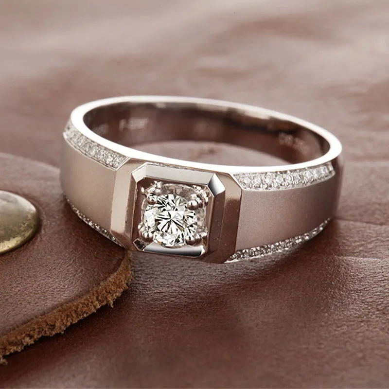 

Handmade Wedding Men Ring 0.26+0.3ct Natural GIA Diamond 18K White Gold Free DHL Shipping Engagement GIA Diamond Jewelry