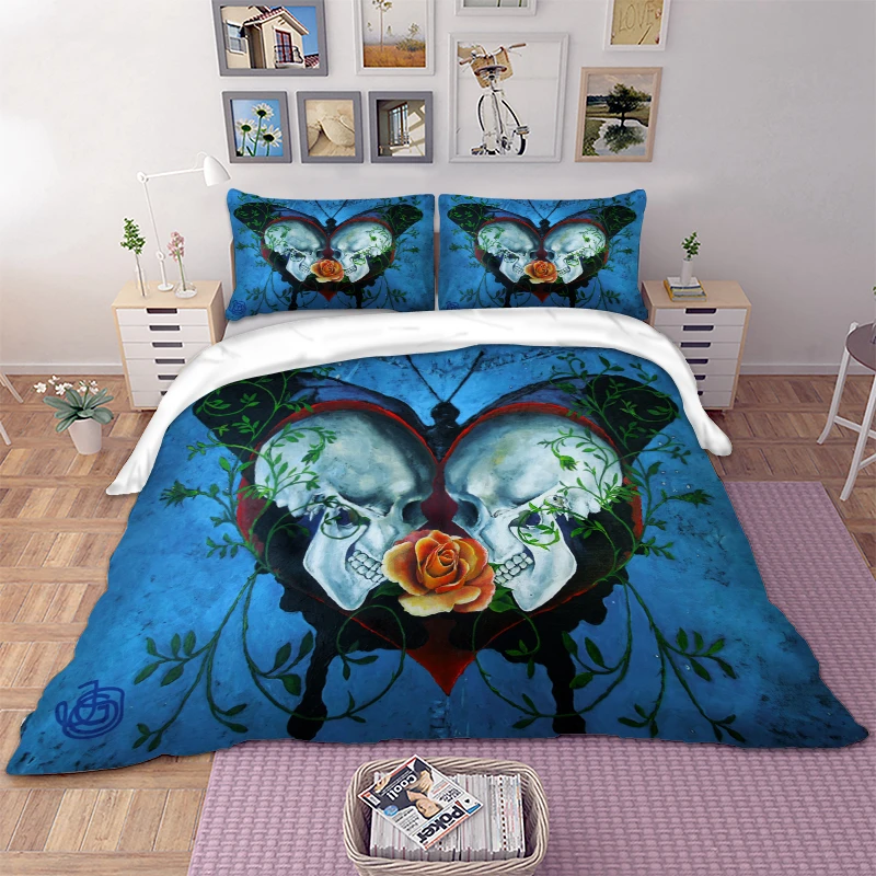 

3D Skull Bedding Set Duvet Cover Pillowcases USA Twin Full Queen King AU Single Super King Cool Bed Cover Quilt Cover Set 3PCS