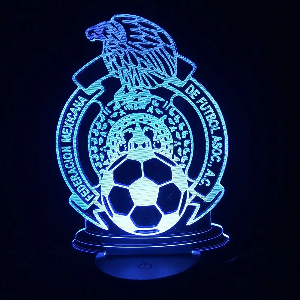

2018 LED Lamp Mexico 7colors Changing 3D Illusion Lamp Soccer Night Lights 3D Visual Light Desk Luminaria with USB Dropship
