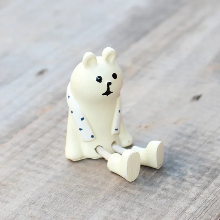 Decole кошка Медведь Пингвин миниатюрная фигурка Япония Zakka Животное украшение мини-Сказочный Сад Смола ремесло игрушка подарок орнамент - Цвет: White Bear