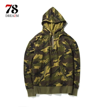 

Army Green Camouflage Hoodies spring Mens Camo Pullover Hooded Sweatshirts Hip Hop Swag Cotton Streetwear