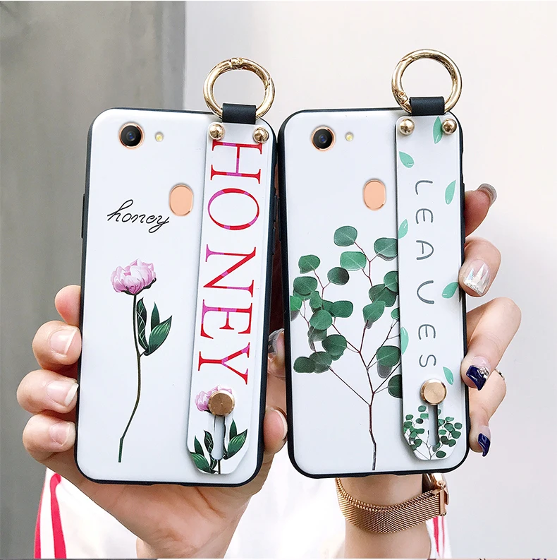 

AXBETY sFor OPPO f9 /a73/f5/a37/a59/f1s/a83/a79/a3s/a5 Fashion Flower Lanyard Stand Phone Case for oppo a37 silicon soft cover
