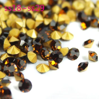 

Smoke Topaz~Size SS18~SS29 Round Crystal loose pointback rhinestone,Glass glue on nail art rhinestones