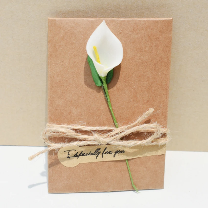 1 упак./лот ретро DIY крафт Бумага ручной работы засушенные цветы с конверт поздравительная открытка рождественские год карты подарок на день рождения - Цвет: Светло-серый