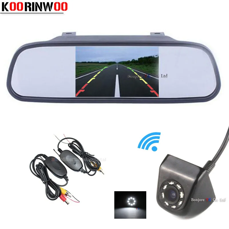 Система Koorinwoo Беспроводная с 5 зеркальными камерами и 8 светодиодами 800*480|mirror
