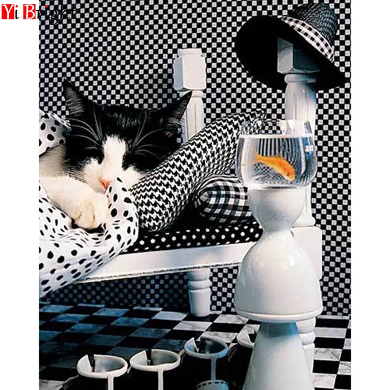 

5D DIY full square diamond painting cross stitch cat diamond embroidery rhinestone animal mosaic home decoration XY1