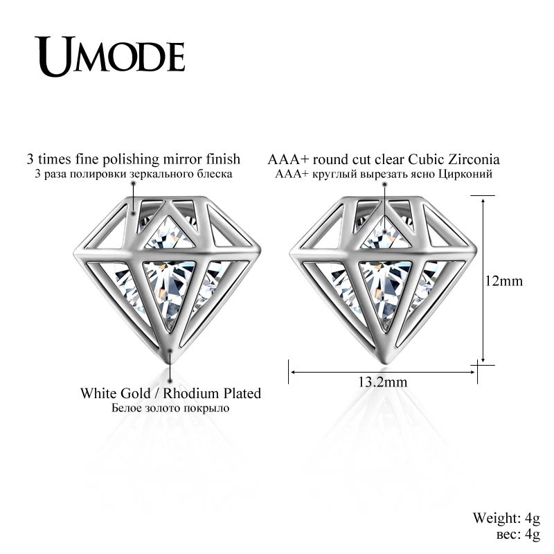 UMODE Brand Crystal Stud Earring For Women Jewelry Fashion Boucle D'Oreille Femme Christmas Gifts Bijouterie Hot Sale AUE0253B