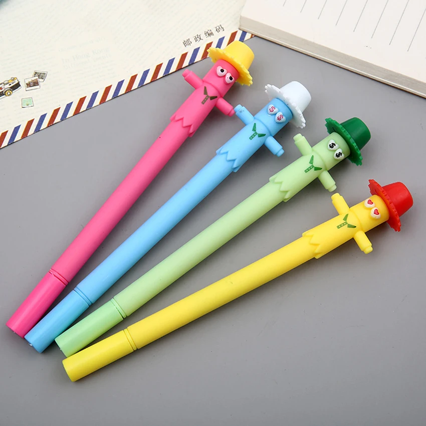 

1pc hot sale Random Cartoon Scarecrow Sign Gel Pen Kawaii School Stationery Pens Cute Black Signing Pen Office Supplies