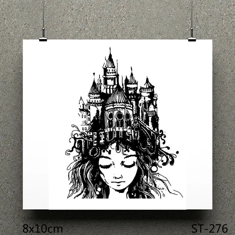 

ZhuoAng Girl Castle design stamp / scrapbook rubber stamp / craft clear stamp card / seamless stamp